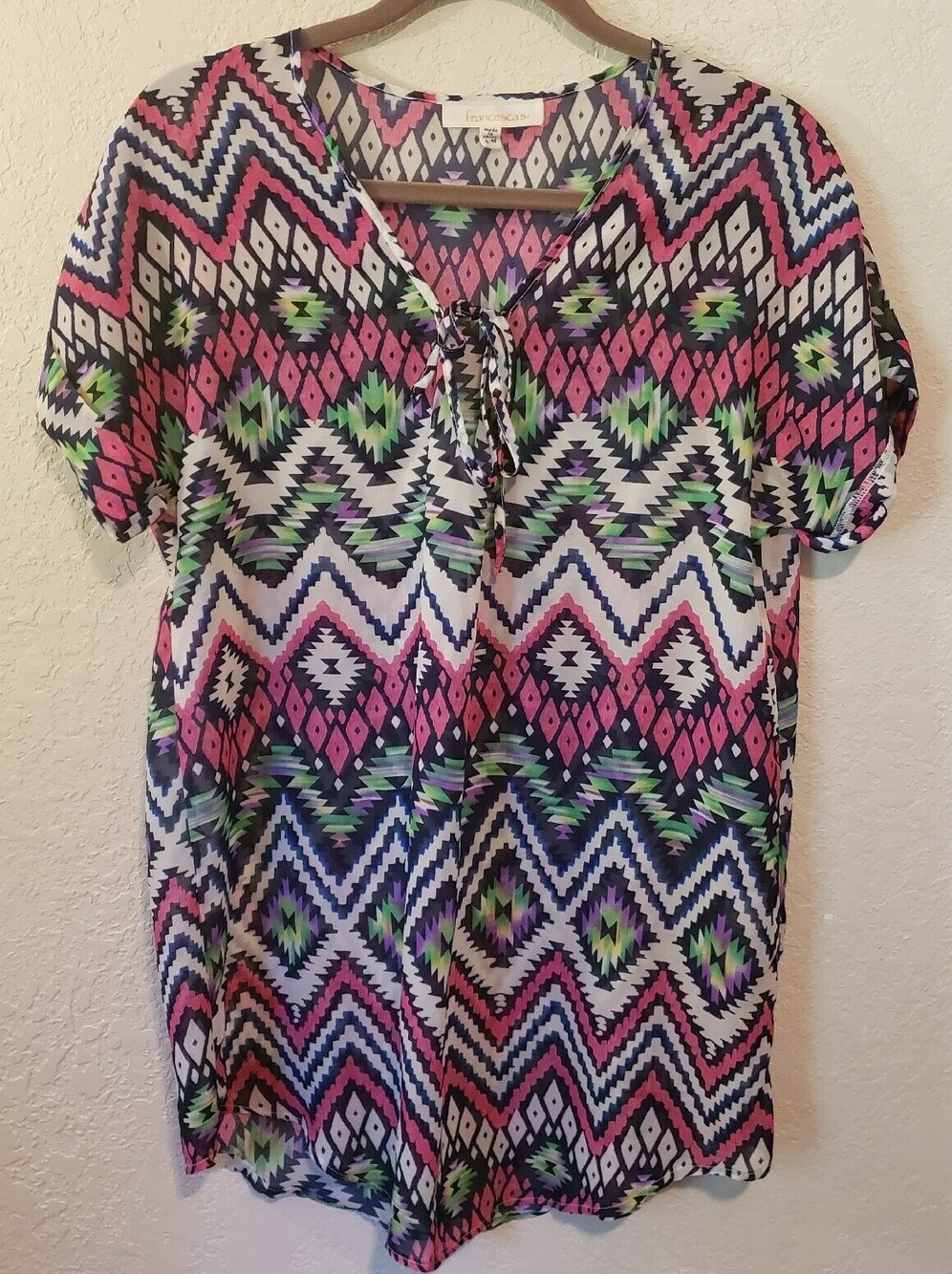 Francescas Colorful Ikat Design Swimsuit Coverup Size S/M